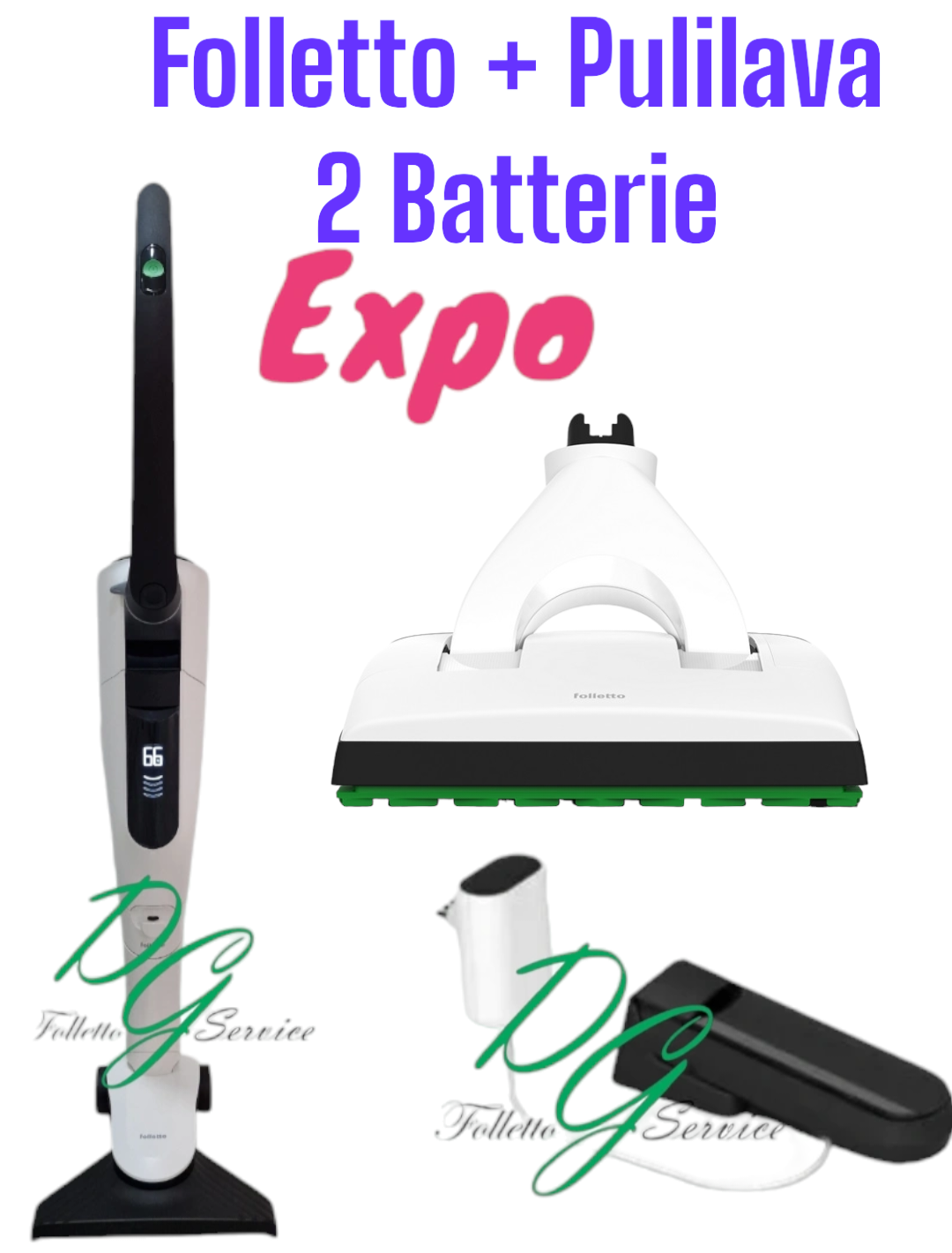 VORWERK FOLLETTO VK7S SENZA FILO COMPLETO LAVAPAVIMENTI SP7 HD7s 2 BATTERIE Da esposizione - DGFOLLETTO SERVICE