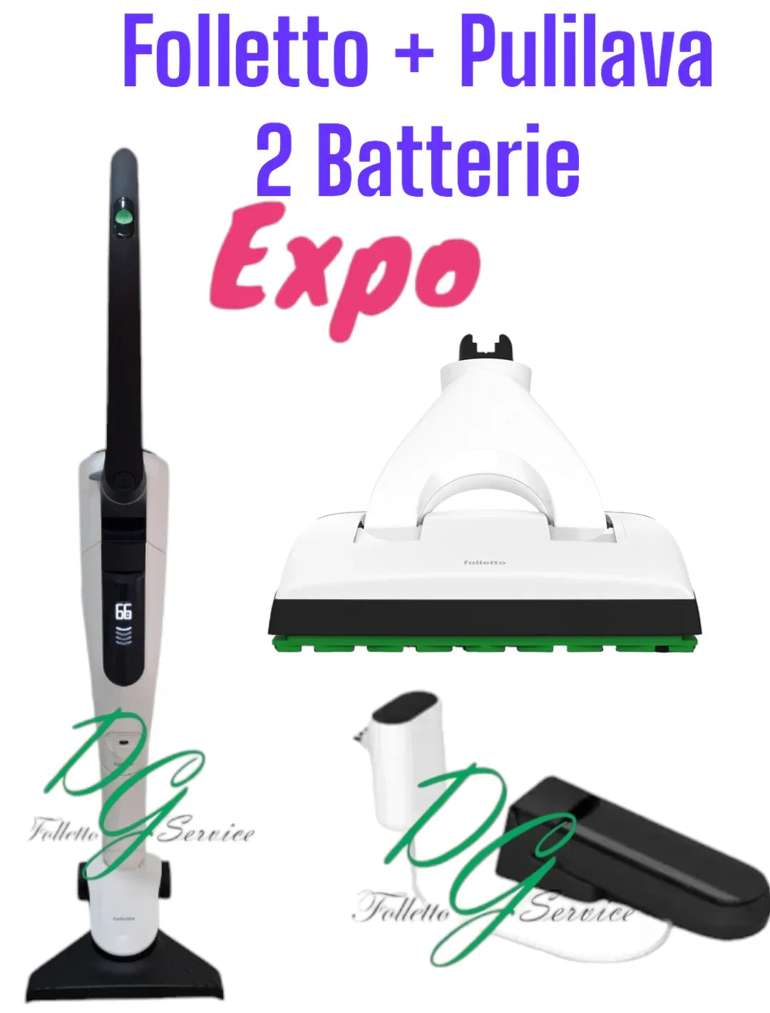VORWERK FOLLETTO VK7S SENZA FILO COMPLETO LAVAPAVIMENTI SP7 HD7s 2 BATTERIE Da esposizione - DGFOLLETTO SERVICE