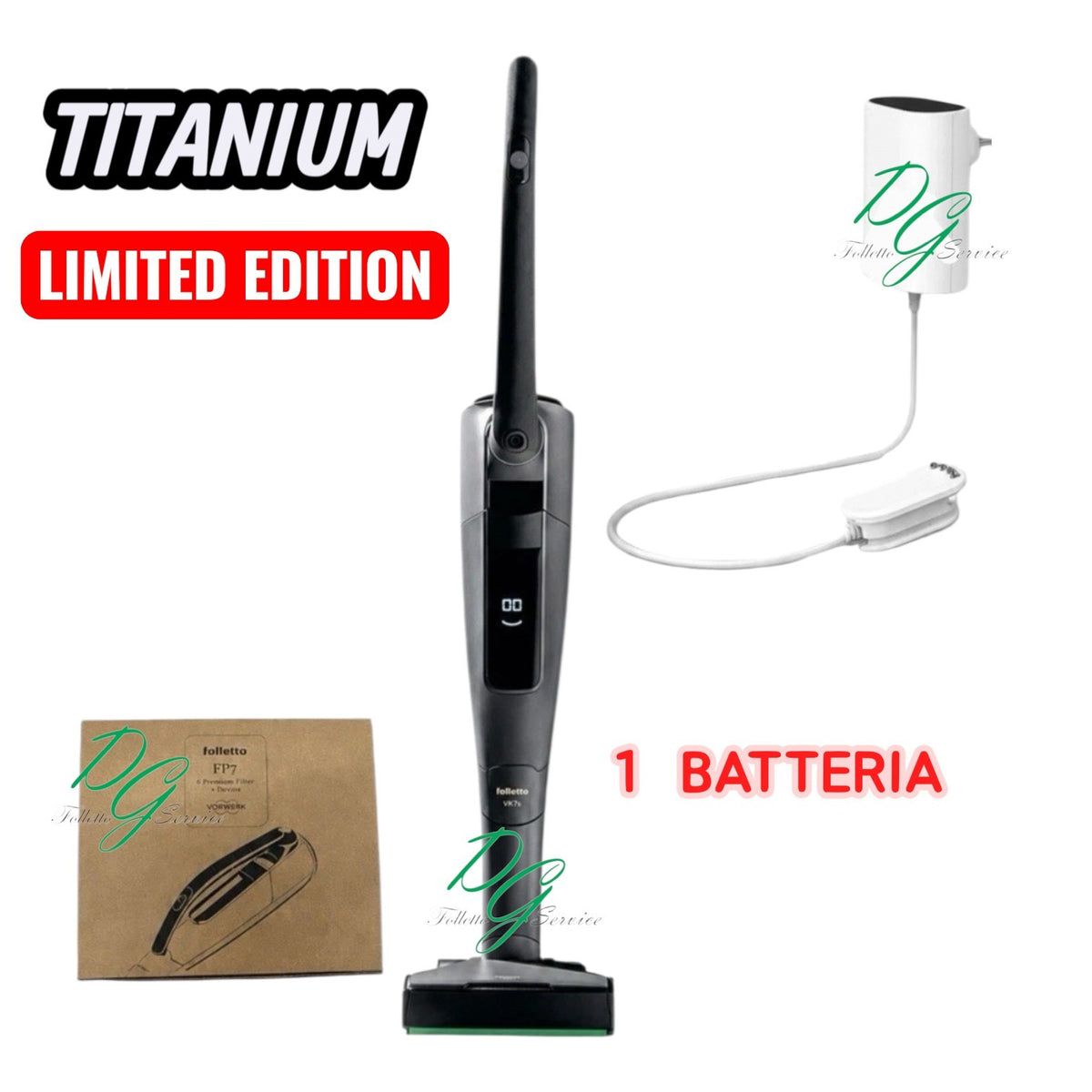 FOLLETTO VK7S TITANIUM EDIZIONE LIMITATA MULTIFUNZIONE EB7 SENZA FILO 1 BATTERIA.