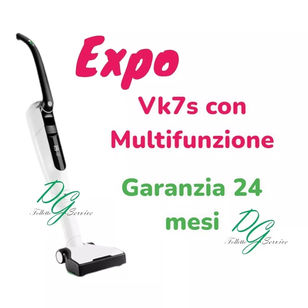 Folletto Vk7s cordless vacuum cleaner with Eb7s Expo multifunctional device from trade fair exhibition 